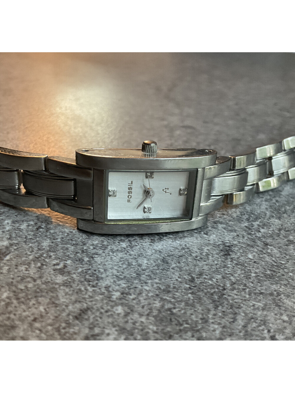Ladies FOSSIL f2 Silver Tone All Stainless Steel Classic Bracelet Watch ES9839
